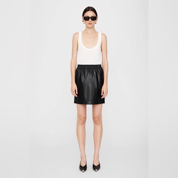 NWT Anine Bing Soto Vegan Leather Mini Black  Skirt Size XS - Picture 3 of 15